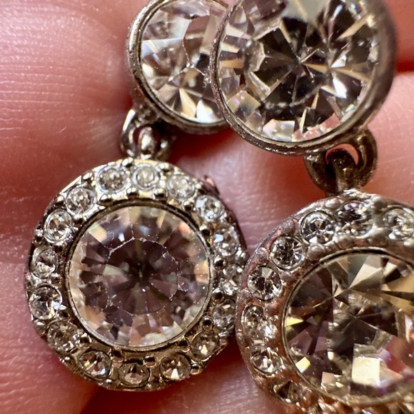 VtG Givenchy Pave Crystal Double Round Drop Earrings - Picture 3 of 5